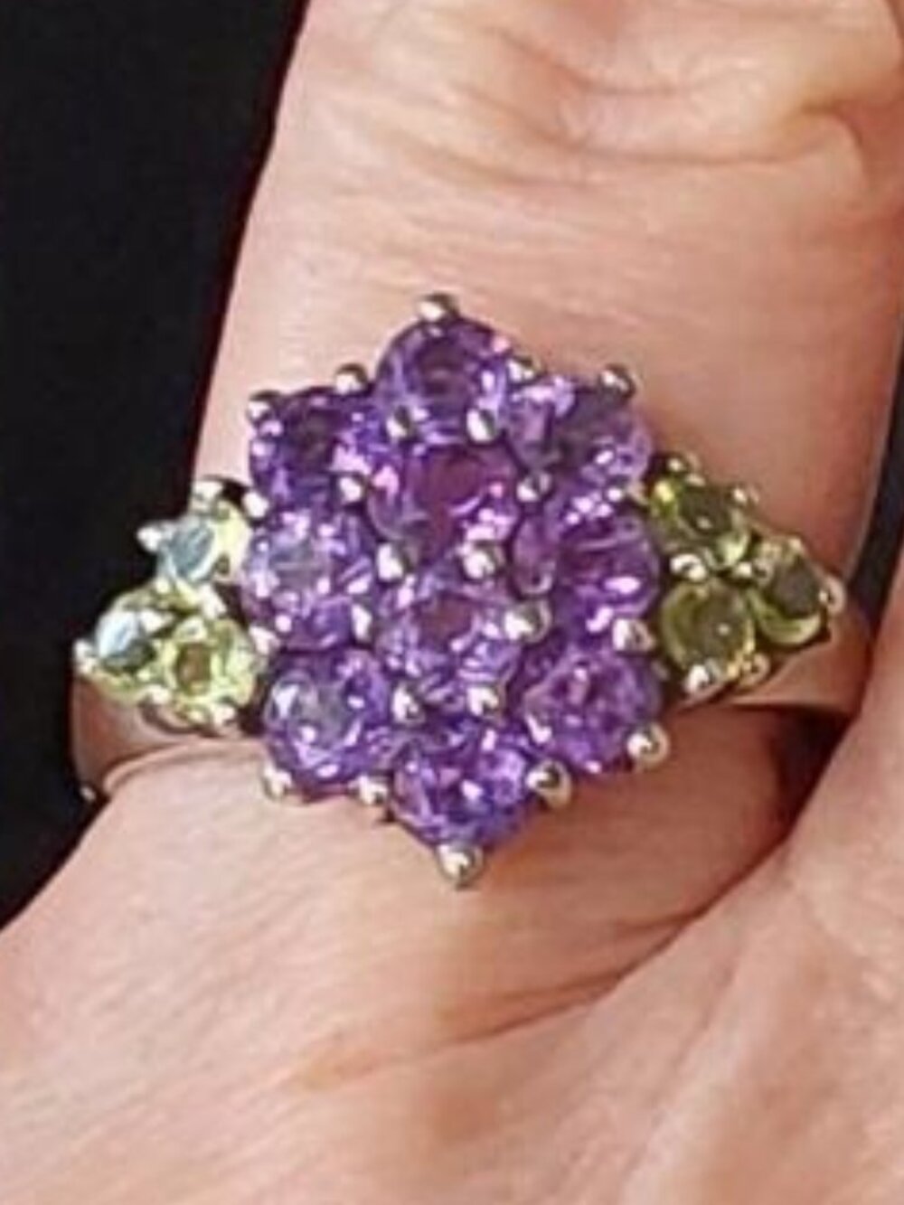 Sterling Silver Amethyst and Peridot Cocktail Ring
